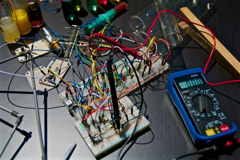 Electronic boards on a workbench