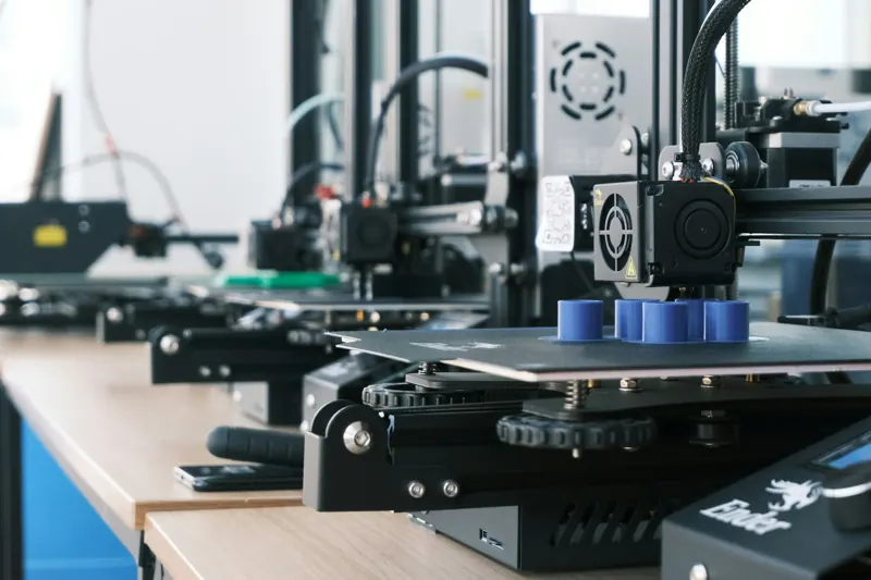 3D printers running on a print farm